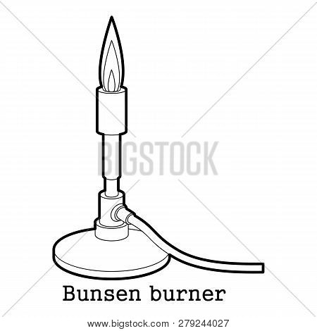 Bunsen Burner Icon In Outline Style Isolated On White Background Illustration