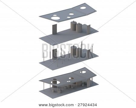 Architecture Exploded in axonometric
