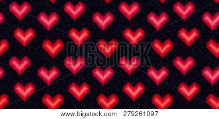Pixel hearts pattern. Valentines Day. Trendy old game style. Love. Old-fashion arcade theme. Romanti