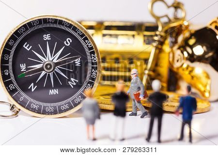 Savvy Successful Businessman Investment Guru Expert Walk Right To Unlock Wealth, Richness, Fortune I
