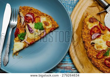 Pizza With Blat Of Sweet Potato And Oat Seeds