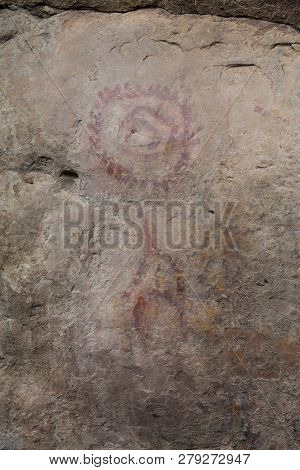 Prehistoric Paintings On Rock Known As Petroglyphs In The Municipality Of Facatativa In Colombia