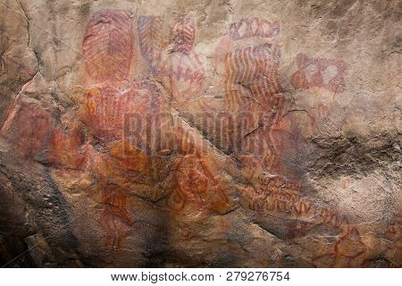 Prehistoric Paintings On Rock Known As Petroglyphs In The Municipality Of Facatativa In Colombia