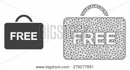 Polygonal Mesh Free Case And Flat Icon Are Isolated On A White Background. Abstract Black Mesh Lines