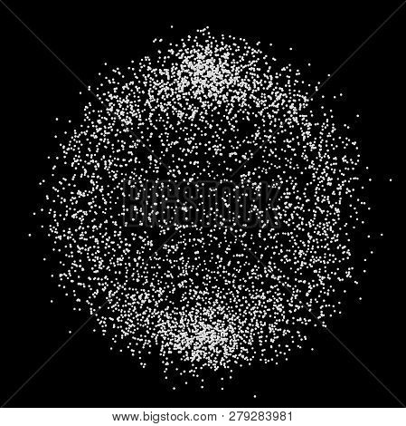 Abstract 3D Sphere Made Of Points. Futuristic Technology Style. Sphere Particles. Background Vector.