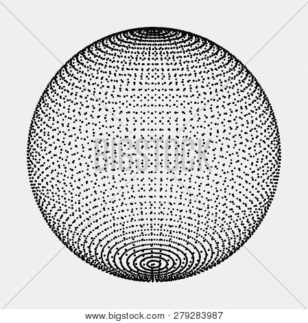 Abstract 3D Sphere Made Of Points. Futuristic Technology Style. Abstract Vector Mesh Distorted Spher