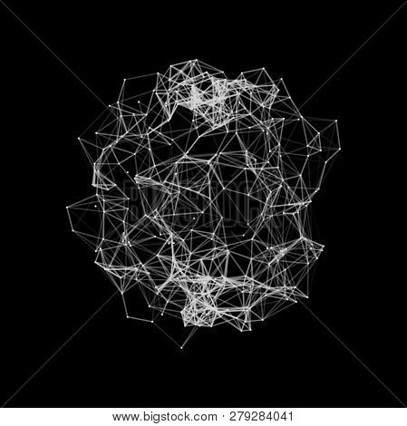 Abstract 3D Sphere Made Of Points. Futuristic Technology Style. Abstract Vector Mesh Distorted Spher