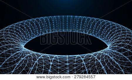 Ai Element. Big Data Visualization. 3D Rendering. Abstract Digital Blue Grid. 3D Portal. Futuristic