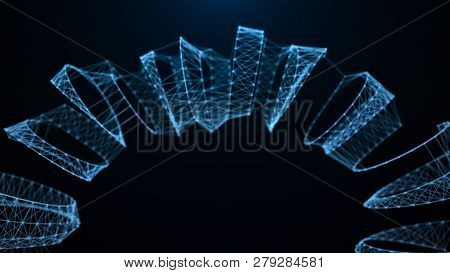 Ai Element. Big Data Visualization. 3D Rendering. Abstract Digital Blue Grid. 3D Portal. Futuristic