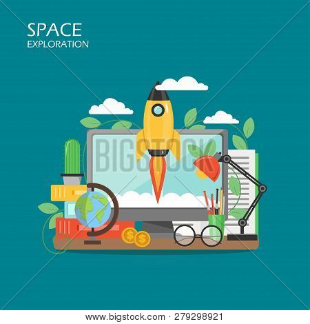 Space Exploration Vector Flat Style Design Illustration