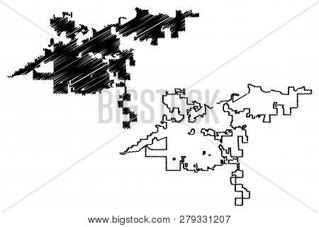 Bakersfield City (united States Cities, United States Of America, Usa City) Map Vector Illustration,