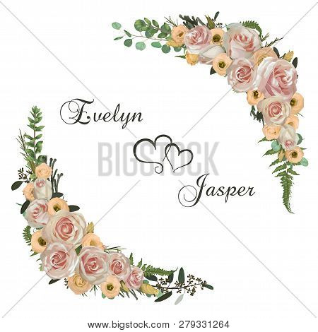 Vector Floral Bouquet Design Set, Green Forest Leaf, Brunia, Fern, Branches Boxwood, Buxus, Eucalypt