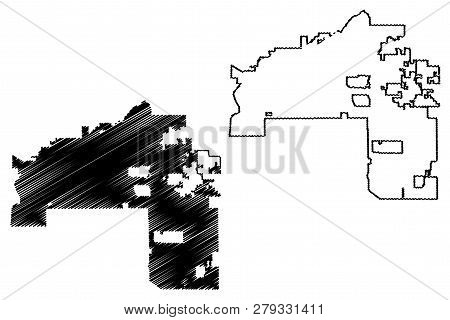 Mesa City (united States Cities, United States Of America, Usa City) Map Vector Illustration, Scribb