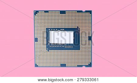 Central Processor Unit Isolated On Pink Background At Dry Sunny Day