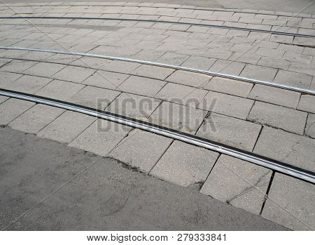 Street Railway  At Dry Sunny Summer Day