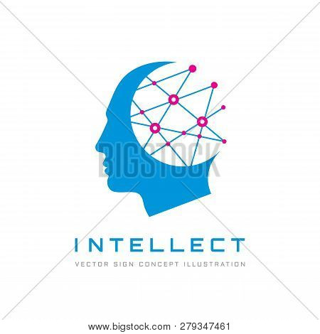 Itellect - Concept Business Logo Template Vector Illustration. Human Head Creative Sign. Abstract Mi