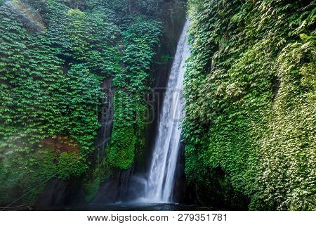 Red Coral Waterfall In Munduk, Bali, Indonesia