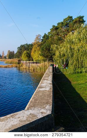 The View Of The River Lielupe At Autumn In Latvia