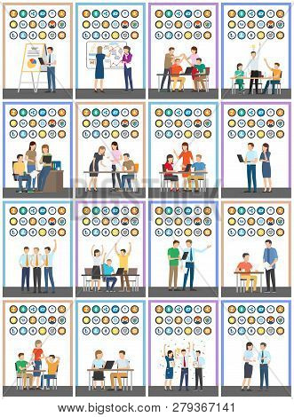 Bitcoin Currencies Set And People, Business Financial Start Up Vector. Set Of Isolated Icons, Monero