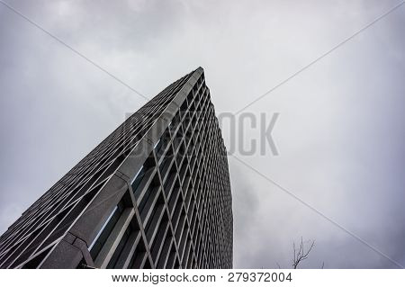 Poznan, Poland - November 16, 2018: Top Of The Modern Baltyk Office Building On The Roosevelta Stree