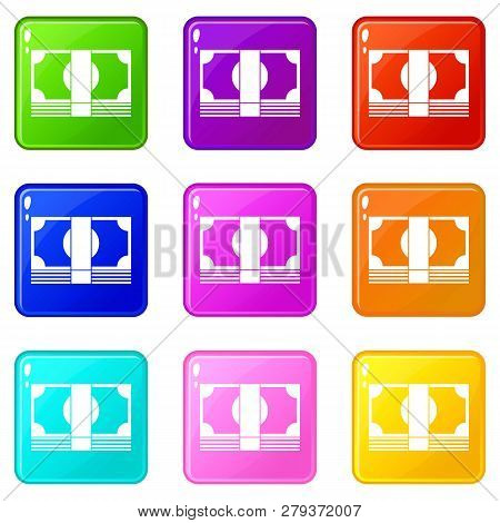 Swiss Franc Banknote Icons Of 9 Color Set Isolated Illustration