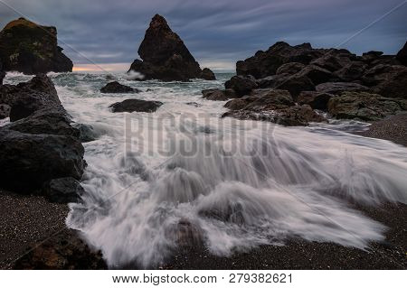Sunset At A Rocky Northern California Beack