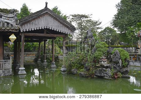 The Truong Du Pavilion And Lake Within The Dien Tho Residence In The Imperial City, Hue, Vietnam