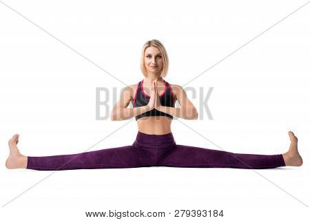 Slim Woman In A Split Isolated View