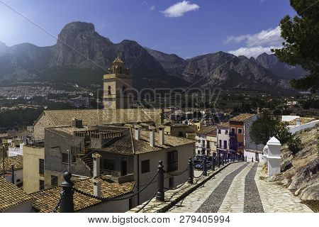 Top View Of The Ancient City Polop Marina- Baja Alicante In Spain.