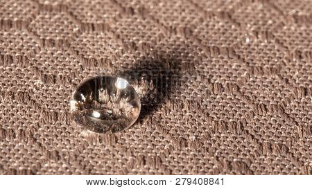 Water Droplets On Moisture Resistant Fabric Close Up