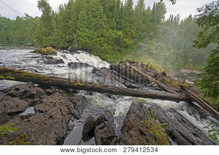 Looking Over The Brink Of Silver Falls In Quetico Provincial Park In Ontario