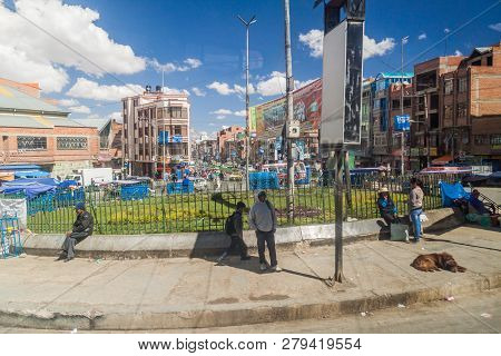 El Alto, Bolivia - May 11, 2015: Street Traffic In El Alto Bolivia