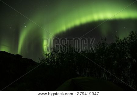 The Aurora Borealis, Shot At A Campground In Northern Iceland