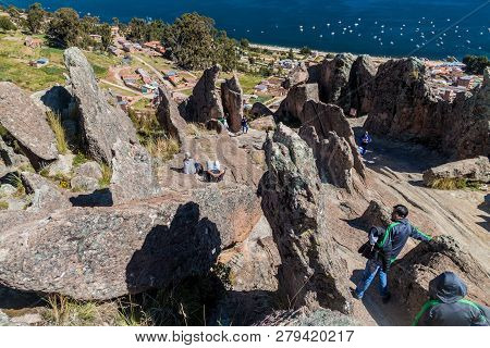 Copacabana, Bolivia - May 13, 2015: Rugged Rocks At Horca Del Inca, Ancient Astronomical Observatory