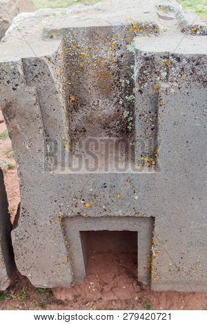 Precisely Carved Stone At Pumapunku Ruins, Pre-columbian Archaeological Site, Bolivia