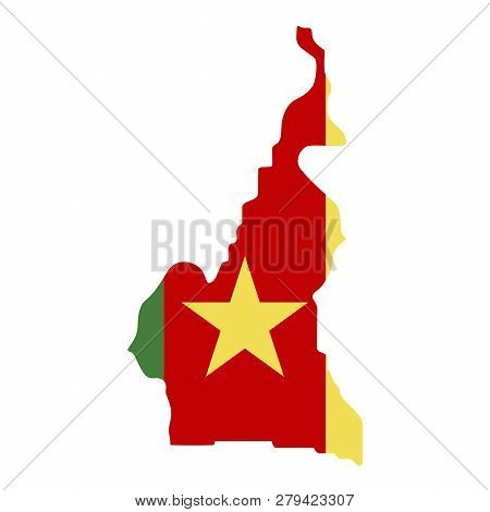 Map Of Cameroon With Flag Inside. Cameroon Map  Illustration