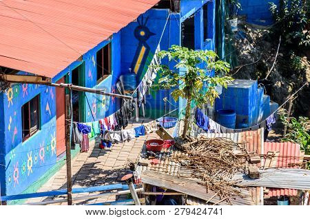 Santa Catarina Palopo, Lake Atitlan, Guatemala - December 29, 2018: Painted House In Village Of Pain
