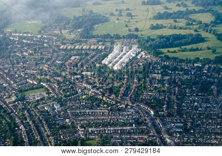 Aerial View Of Teddington, Middlesex In The London Borough Of Richmond Upon Thames In West London.  