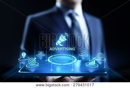 Advertising Marketing Sales Growth Business Concept On Screen.
