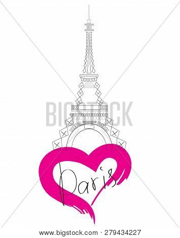 Vector Illustration Of Paris Eiffel Tower Icon.