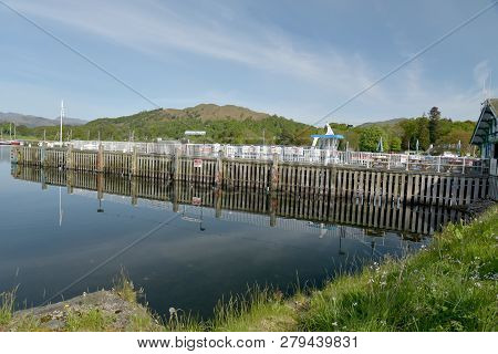 Rowing Boats Moored At Waterhead On Windermere In The English Lake District