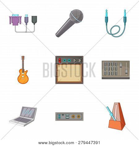 Sound Dj Icons Set. Cartoon Set Of 9 Sound Dj Icons For Web Isolated On White Background