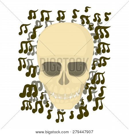Skull With Notes Icon. Cartoon Illustration Of Skull With Notes Icon For Web