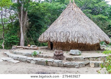 Traditional Rustic House Of Indigenous Kogi People In Tayrona National Park, Colombia