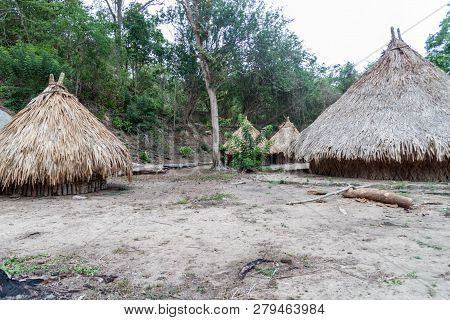 Traditional Rustic Houses Of Indigenous Kogi People In Tayrona National Park, Colombia