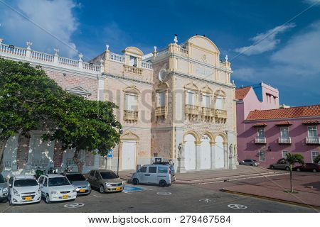 Cartagena De Indias, Colombia - Aug 28, 2015: Teatro Heredia Theater In The Center Of Cartagena.