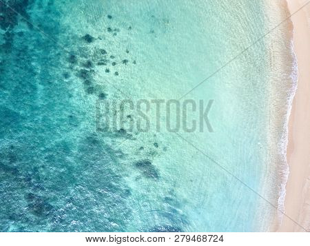 Aerial View. View Of The Waves In The Indian Ocean. Wild Beach In Midigama. Indian Ocean. Sri-lanka.