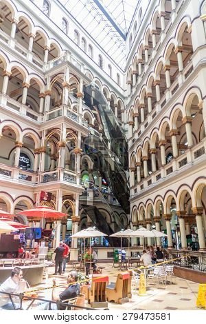 Medellin, Colombia - September 1, 2015: Shopping Mall Called Centro Comercial Palacio Nacional. Loca