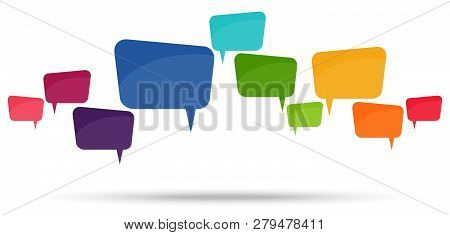 Illustration Of Colored Speech Bubbles In A Row With Space For Text