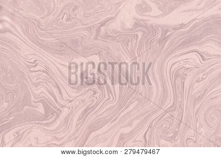Suminagashi Marble Texture Hand Painted With Brown Ink. Digital Paper 1078 Performed In Traditional 
